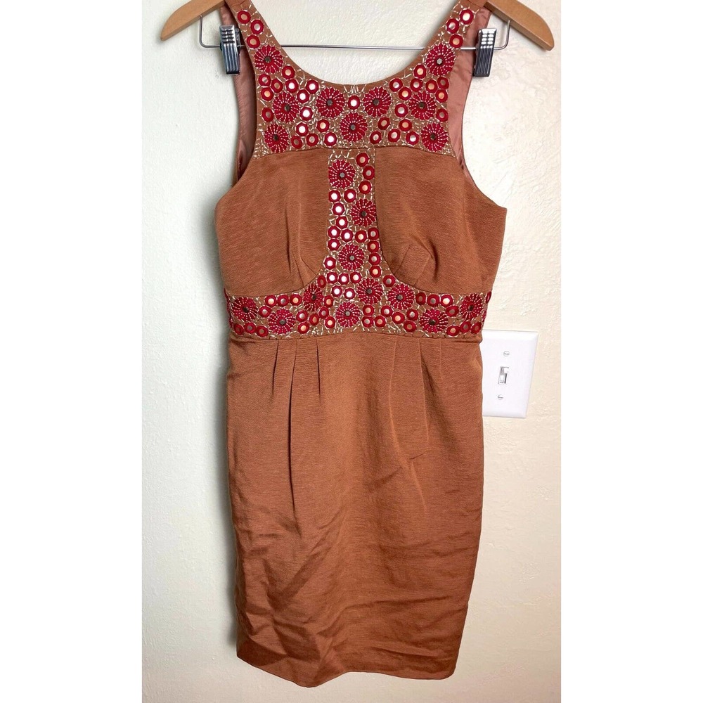 Tibi Dress Women's 6 Linen/Silk blend Sleeveless Embellished Pockets